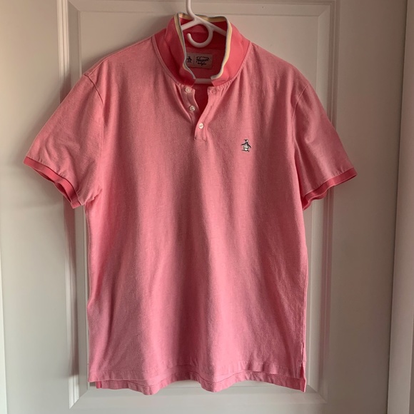 Original Penguin Polo Short Sleeve Stripe Pink XL Slim Fit Preppy Plazacore Golf - Picture 3 of 12